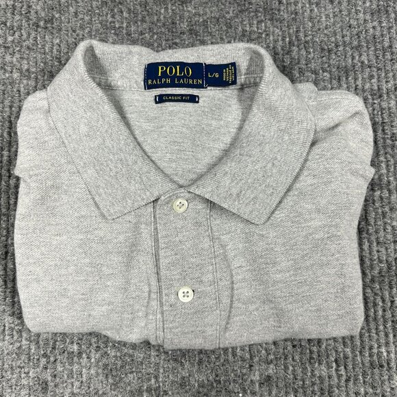 Polo Ralph Lauren Mens Large Classic Fit Grey Pullover Golf Sports Black Pony - Picture 10 of 10